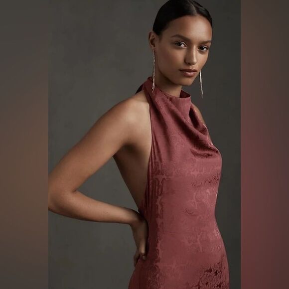 FAME AND PARTNERS CHRISLEY JACQUARD HALTER DRESS - Picture 2 of 4